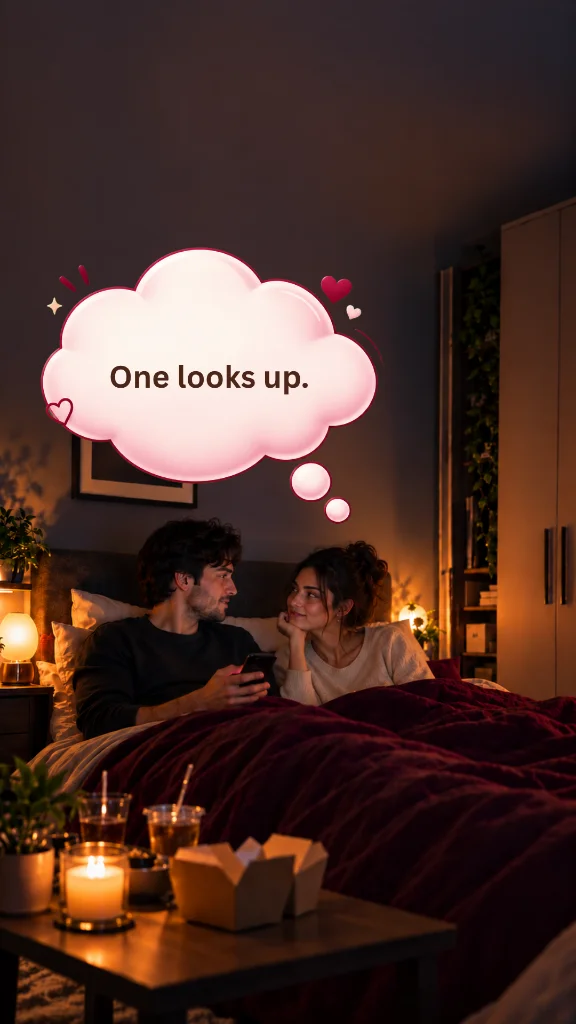 One looks up — partner looks up from phone